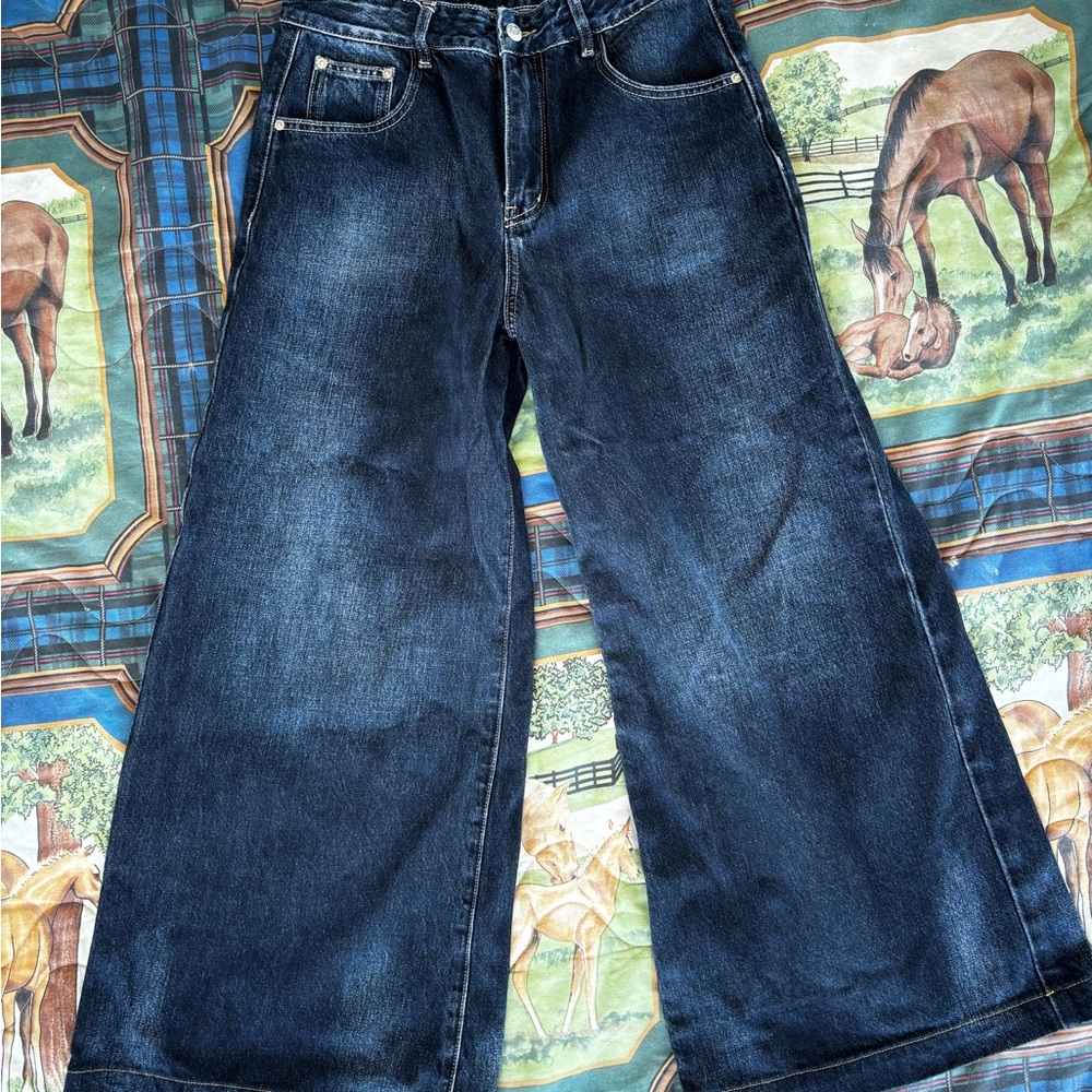 SUPER WIDE dark blue denim